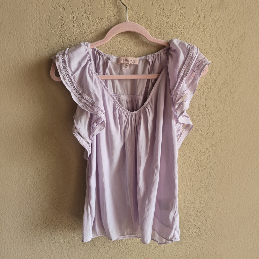 Philosophy Light Purple Ruffled Blouse